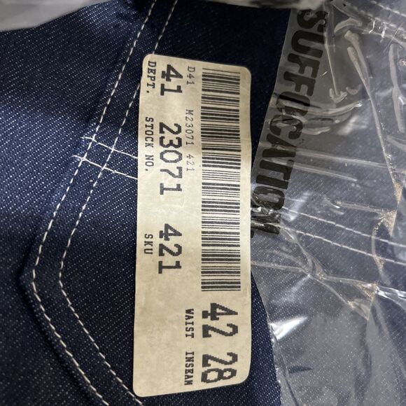 Vintage TOUGHSKINS Union USA Made Denim Blue Jean Bib Overalls Size 42x28 NOS - Picture 9 of 12